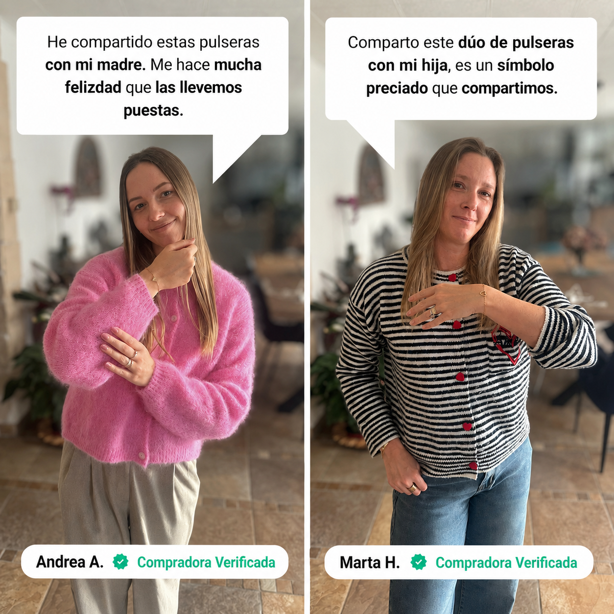 PULSERAS DE CORAZONES PARA MADRE E HIJA