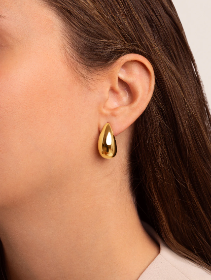 PENDIENTES GOTA ACERO BAÑO ORO
