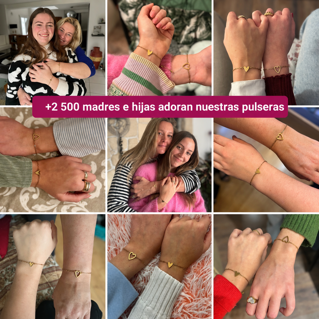 PULSERAS DE CORAZONES PARA MADRE E HIJA