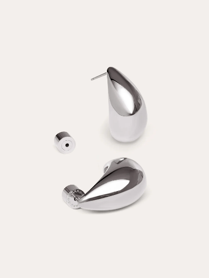 PENDIENTES GOTA ACERO BAÑO ORO