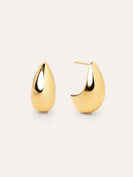 PENDIENTES GOTA ACERO BAÑO ORO