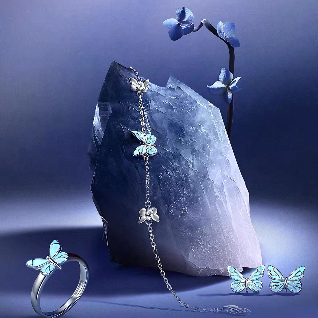 PULSERA MARIPOSA AZUL SUEÑO LUMINOSO