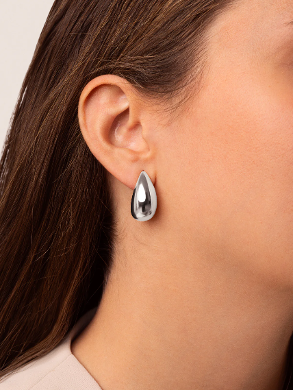 PENDIENTES GOTA ACERO BAÑO ORO