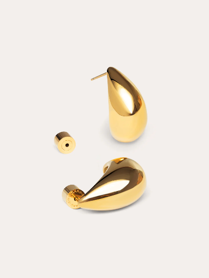 PENDIENTES GOTA ACERO BAÑO ORO