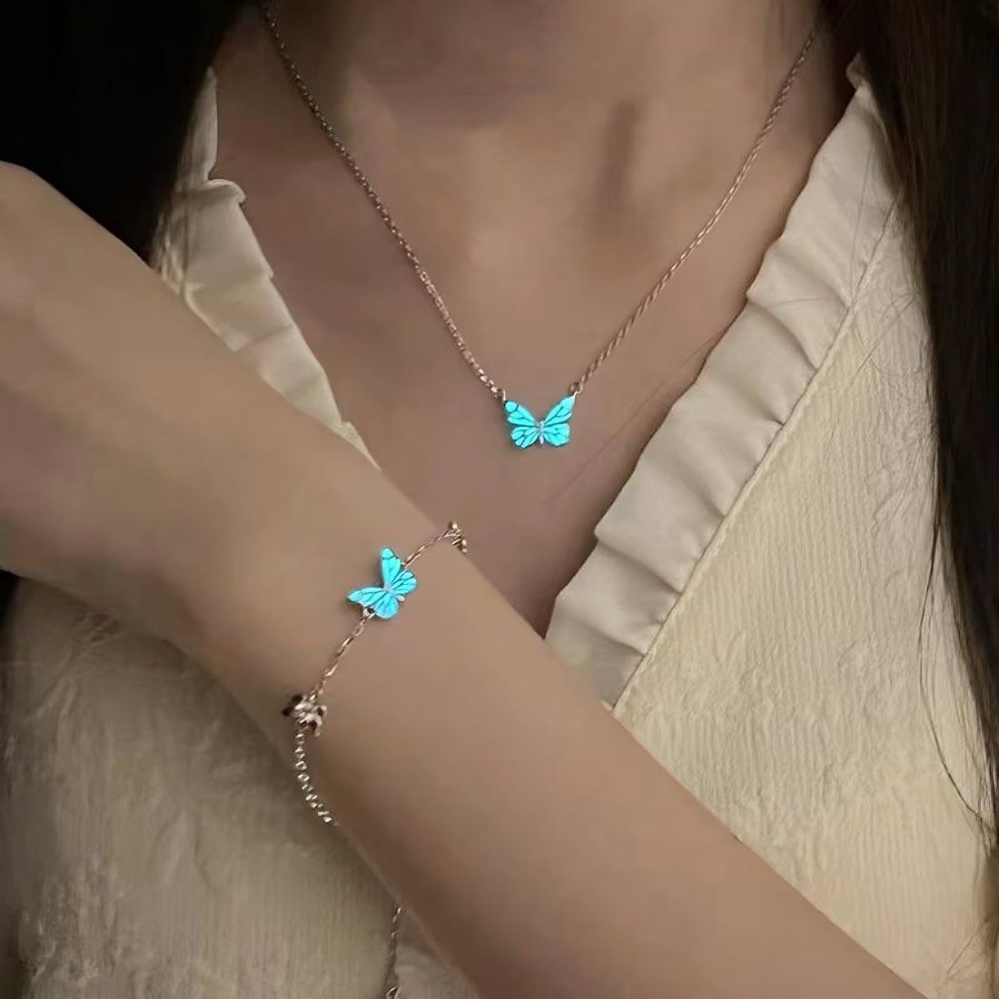 PULSERA MARIPOSA AZUL SUEÑO LUMINOSO